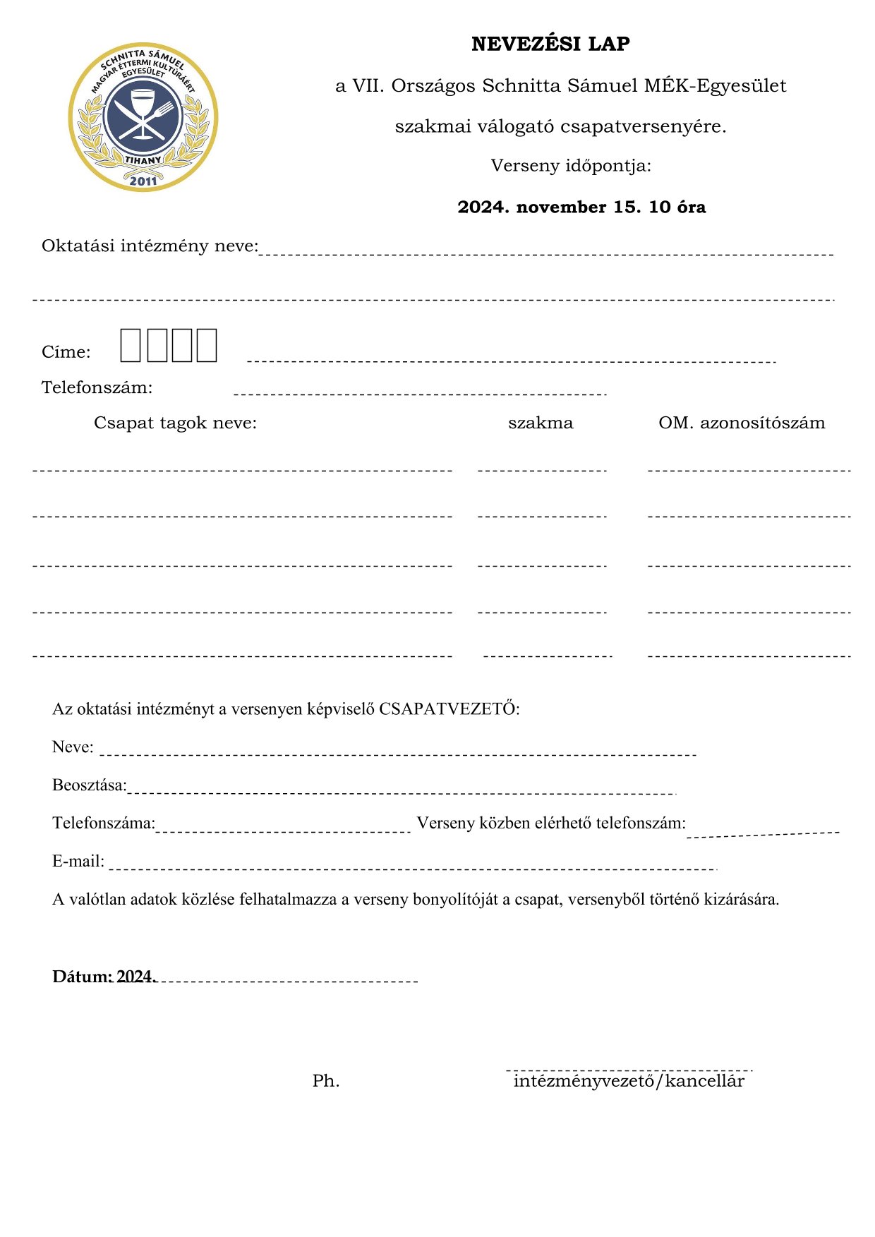 Nevezésilap
